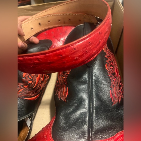 Red ostrich boots genuine ostrich - Picture 6 of 6